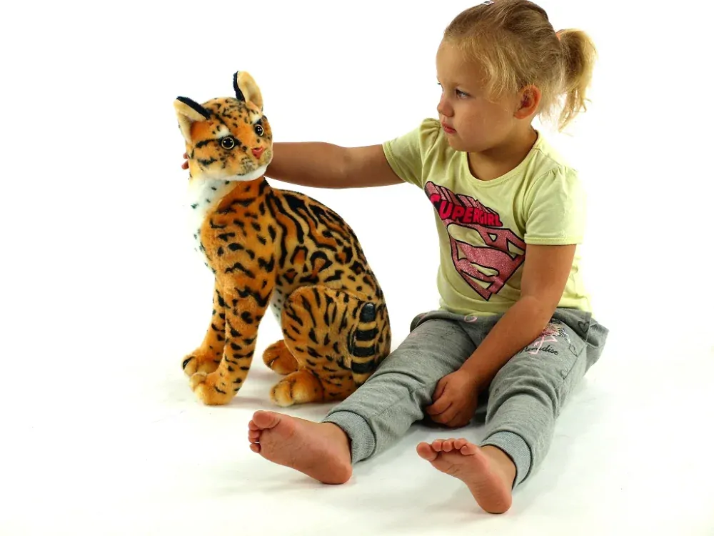 Plyšová sedící kočka Ocelot jako živá, výška 45 cm